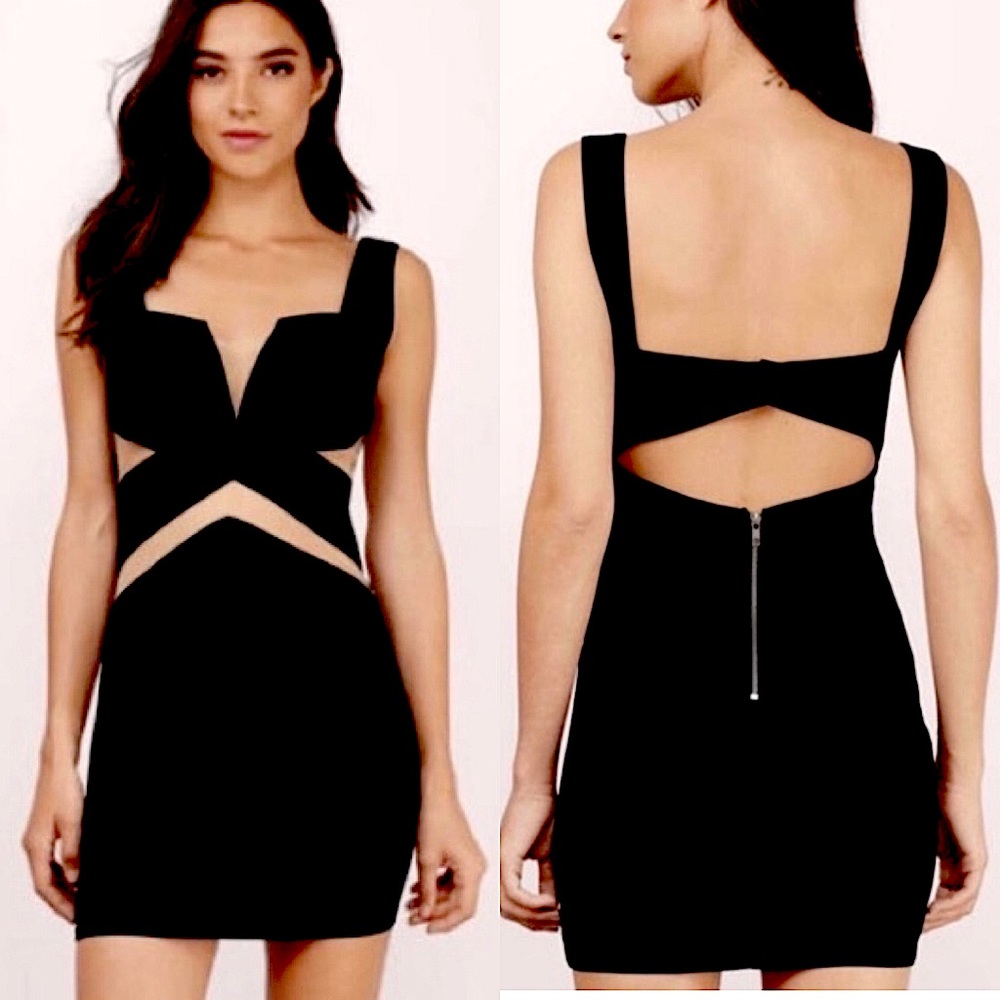 NWT Tobi Black Mesh Cut Out Bodycon Dress Smal
